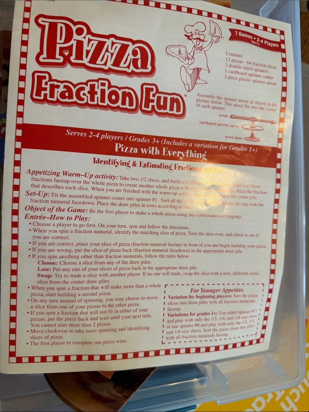 Pizza Fraction Fun Educational Game - Red and White